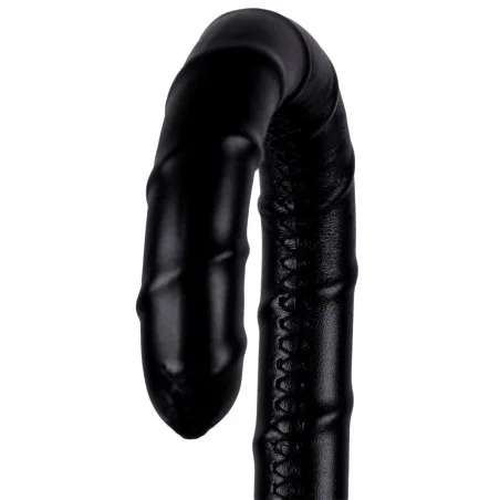 Poignée en cuir noir simple torsade, de face