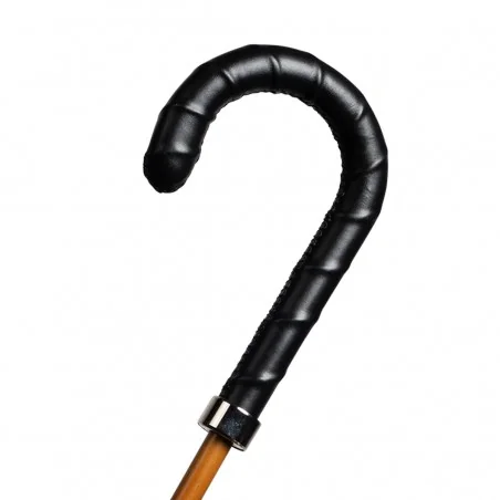 Poignée en cuir noir simple torsade