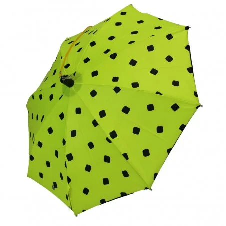 Parapluie Enfant jaune fluo motif cube noir, de côté