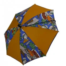 Children's umbrella in camel with California motif, side view