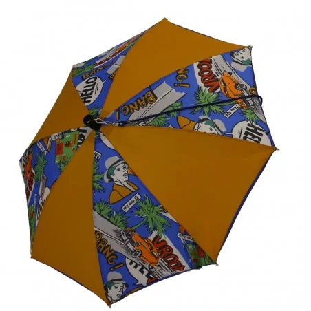 Children's umbrella in camel with California motif, side view