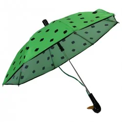 Parapluie Enfant vert fluo motif cube noir, ouvert