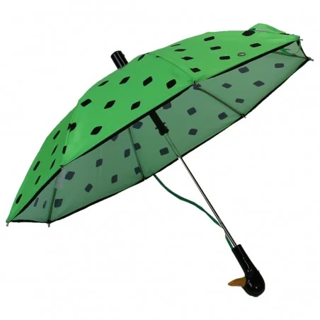 Parapluie Enfant vert fluo motif cube noir, ouvert