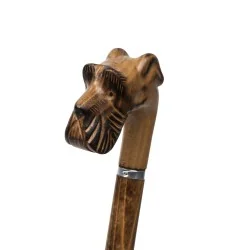 Hand-carved schnauzer handle, in profile
