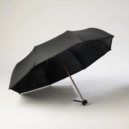 mini parapluie noir ouvert de face