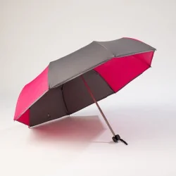 mini parapluie gris et rose ouvert de face