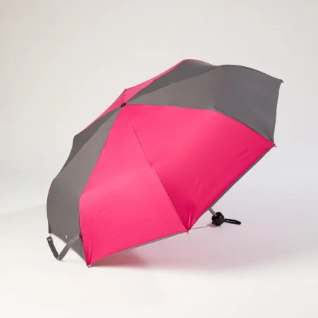 Mini umbrella, grey and pink, opens sideways