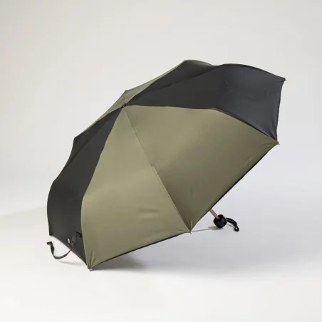 Mini umbrella in black and khaki, side opening