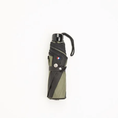mini black and khaki umbrella, closed