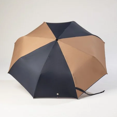 mini parapluie bleu marine et marron ouvert