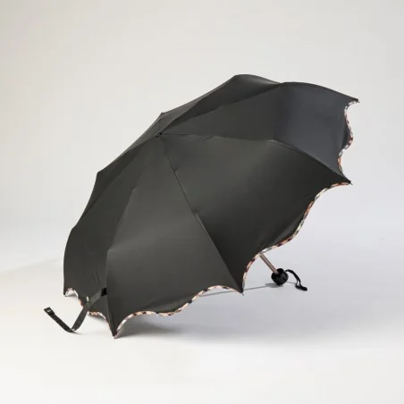 Mini-Regenschirm schwarz, seitlich geöffnet