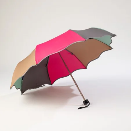 Mini-Regenschirm, mehrfarbig, Welle, von vorne geöffnet