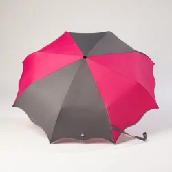Mini-Regenschirm grau und rosa, leicht geöffnet