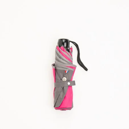 Mini grey and pink wave umbrella, closed