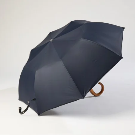 Parapluie pliant bleu marine ouvert de coté
