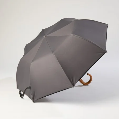 Grey folding umbrella, opens sideways