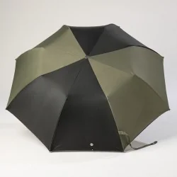 parapluie pliant noir et kaki ouvert