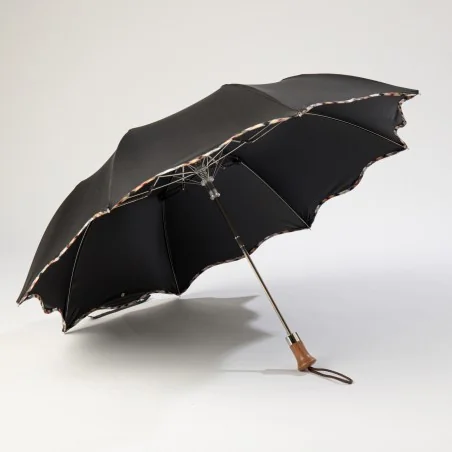 Parapluie Pliant Noir vague ouvert de face