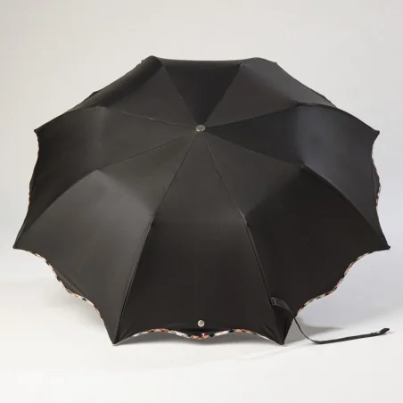 Black folding umbrella, open wave design