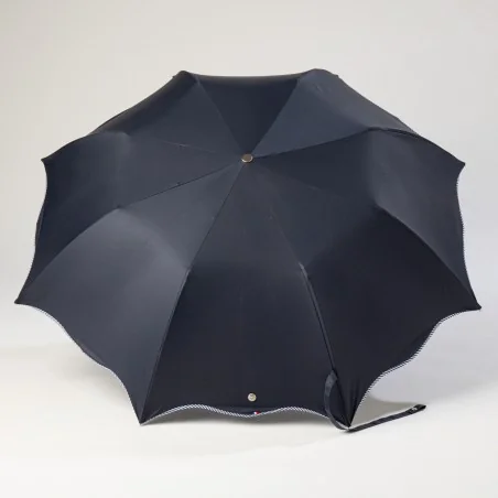 blue sailor-style folding umbrella, open