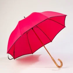 Pink walking umbrella, open