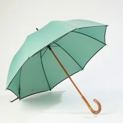Parapluie Canne vert d'eau, ouvert de face