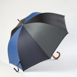 Blue walking umbrella, opens sideways