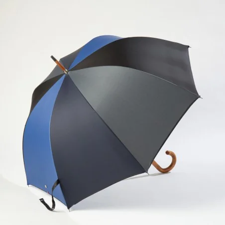 Blue walking umbrella, opens sideways