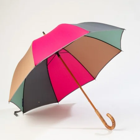 Multicoloured walking umbrella, front view