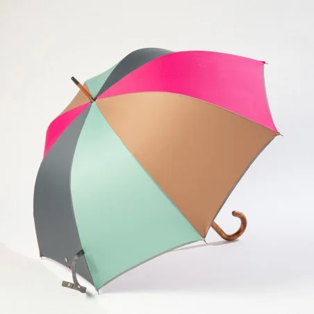 Multicoloured walking umbrella, side opening
