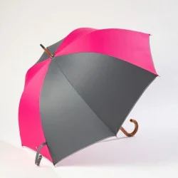 Parapluie canne gris et rose, ouvert de coté
