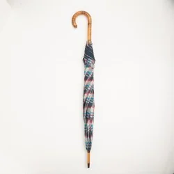 Parapluie Canne Écossais bleu et beige, fermé