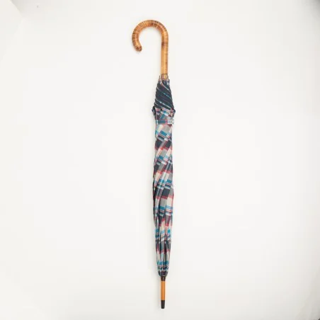 Stockschirm Schottisch blau und beige, geschlossen