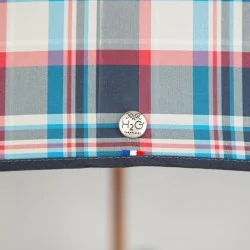 Blue and beige Scottish walking umbrella, detail
