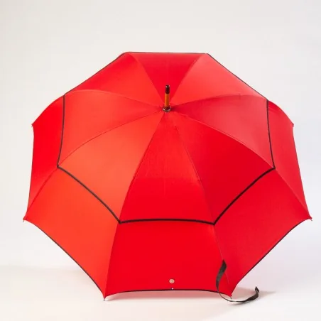 Parapluie anti retournement rouge, ouvert