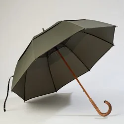 Khaki windproof umbrella, front opening