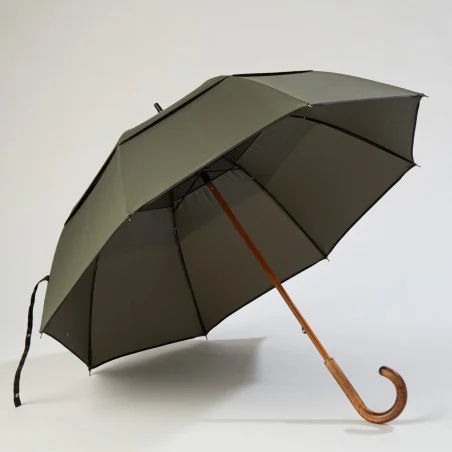Khaki-farbener Windproof-Stockschirm mit Rückwärtskippschutz, vorne zu öffnen