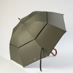 Parapluie anti retournement kaki, ouvert de coté