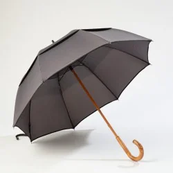 Parapluie anti retournement Gris, ouvert de face
