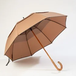 Brown windproof umbrella, front opening