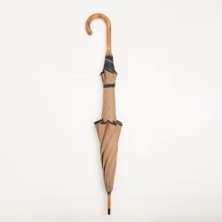 Brown windproof umbrella, closed