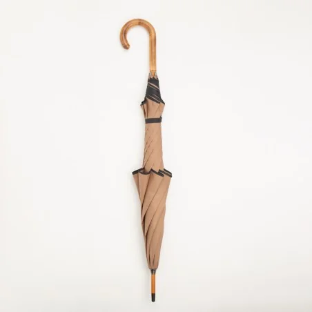 Brown windproof umbrella, closed