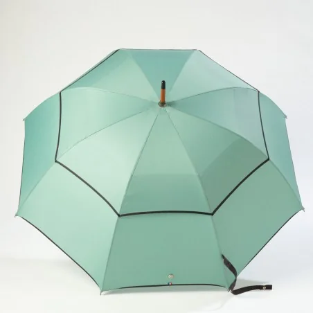 Parapluie anti retournement vert d'eau, ouvert