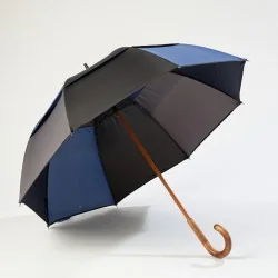 Parapluie anti retournement Bleu, ouvert de face