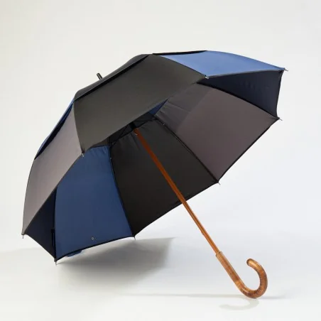 Parapluie anti retournement Bleu, ouvert de face