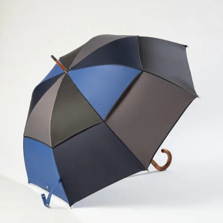 Parapluie anti retournement Bleu, ouvert de coté