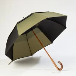 Black and khaki windproof umbrella, front opening