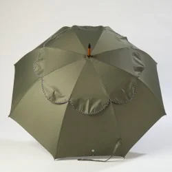 Parapluie anti retournement Kaki biais à pois, ouvert
