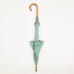 Parapluie anti retournement vert d'eau biais gris, fermé
