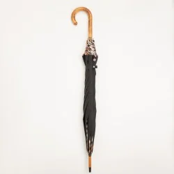 Parapluie Canne Noir gansé d'écossais, fermé